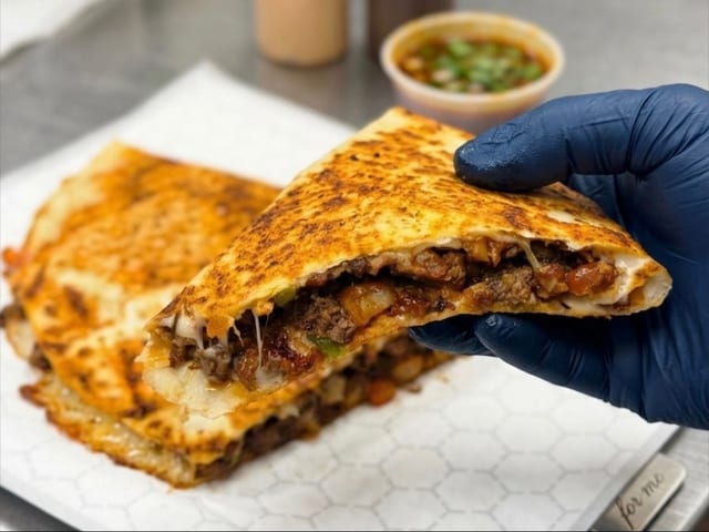 Cheesy Ground Beef Quesadilla.